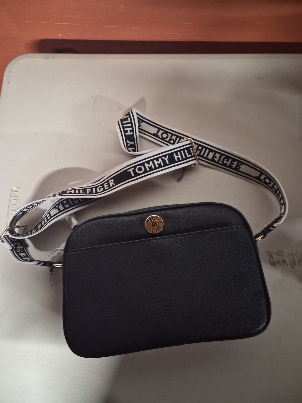 Tommy Hilfiger Black Crossbody Camera Bag with Branded Strap